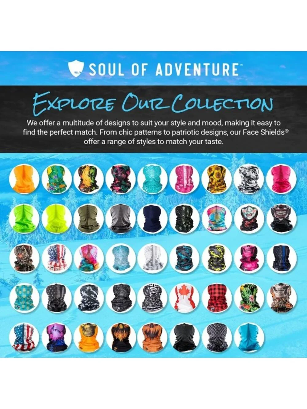 5-Pack UV Face Shields & Neck Gaiters | UV 30+ Balaclava for Outdoor Adventures